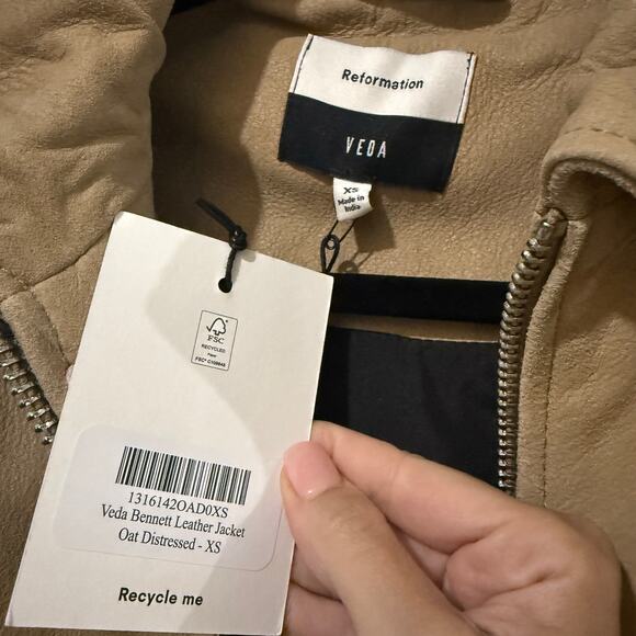 New Reformation Veda Bennett Oversized Leather Jacket - Picture 8 of 8